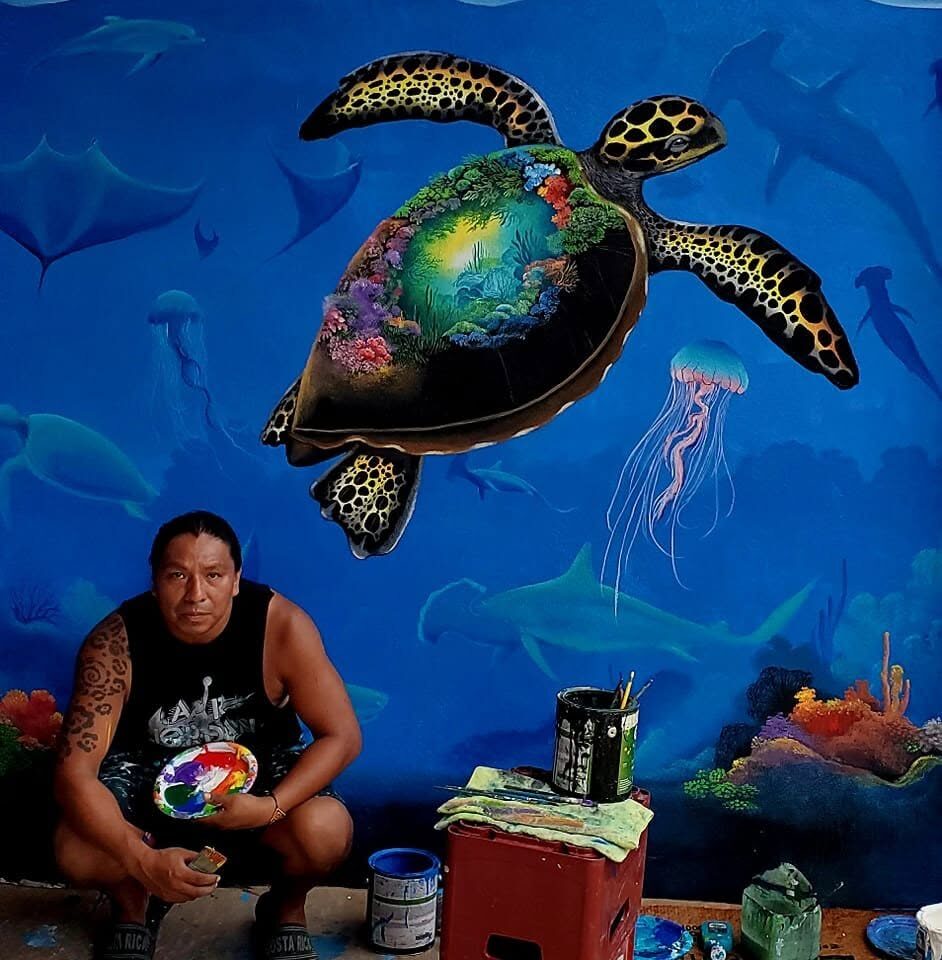 Sea turtle — mural in progress